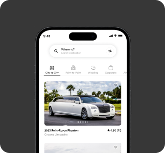 Mobile app interface for booking rides